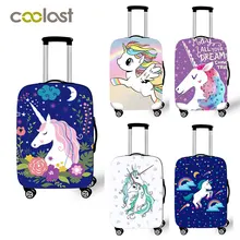 18-28 Inh Pink Suitcase Protective Covers Cartoon Unicorn Luggage Cover Elastic Travel Bag Cover valise 70cm Travel Accessories
