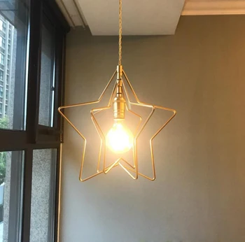

Nordic Iron art E27 Pendant Light simple bar Pendant Lamp Modern balcony lights creative personality corridor star lamps
