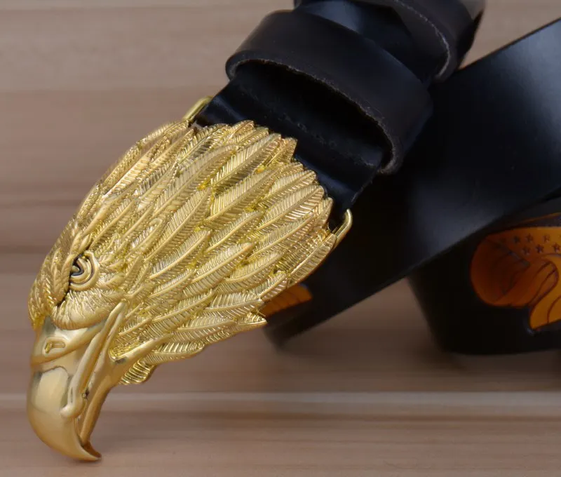 blue leather belt Eagle Designers Luxury Fashion Vintage Male Strap Brand Genuine Leather Belts for Men Punk Cowskin for Jeans Cintos Ceinture brown dress belt