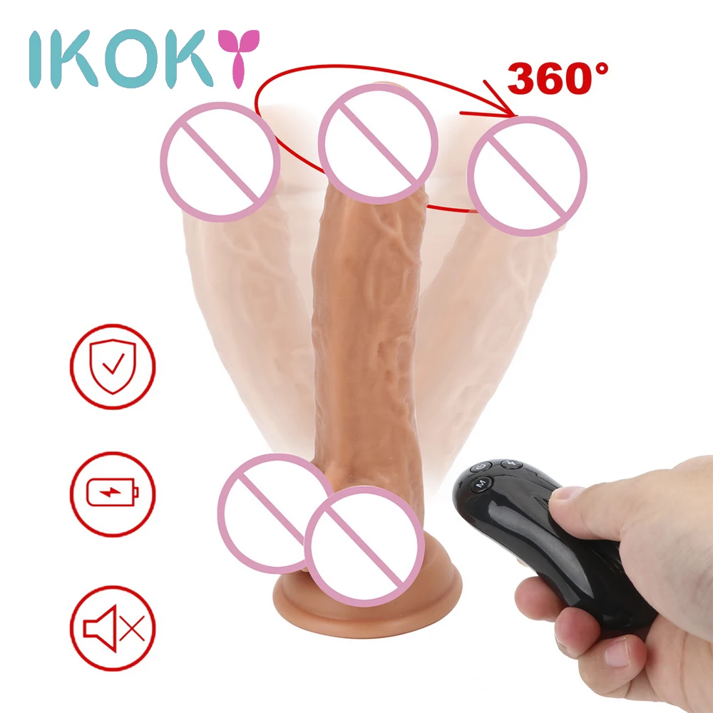 IKOKY Sex Toys for Women Realistic Penis Sturdy Suction Cup Vibrator Rotate Vibrating font b Dildo
