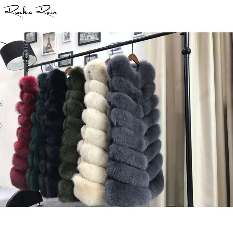 Yellow Chaud Fourrure Grey Femmes Réel dark Hiver armygreen Light Renard Gilet Green dark De clack dark Red Long rttFzwq0T