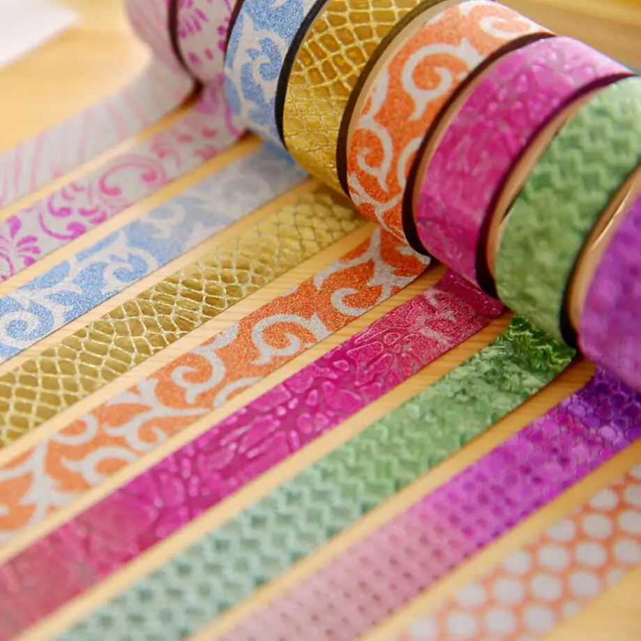 New DIY Cute Kawaii Glitter Tape Sticky Masking Decorative Tapes for