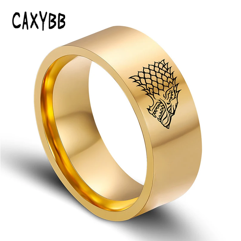 Gold Black Color Silver Stainless Steel Men Game Ring of Thrones House Stark Winterfell Wolf Ice Men Rings For Women Men Gold Black Color Silver Stainless Steel Men Game Ring of Thrones House Stark Winterfell Wolf Ice Men Rings For Women Men