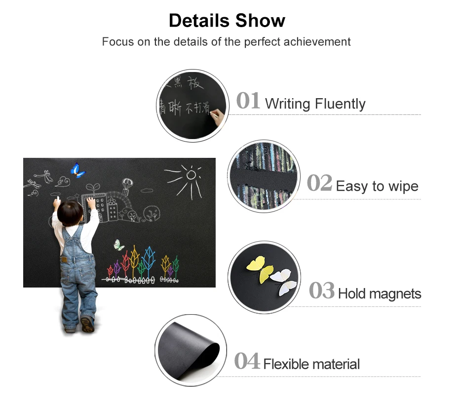 04 Magnetic Chalkboard Soft Blackboard Chalk Writing Sheet Chalk Board for Kids Room