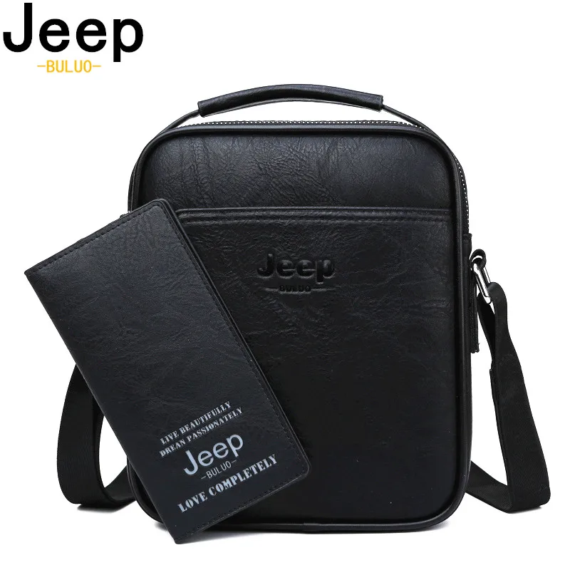JEEP BULUO Brand High Quality Split Leather Large Capacity Man Bag Men Messenger Bags Crossbody Shoulder Tote Bags For Male New