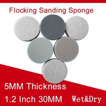 

30 Pcs Flocking Round Disc Sanding Sponge 1.2 Inch 30mm 300-3000 Grit for Polishing & Grinding Power Tools Accessories