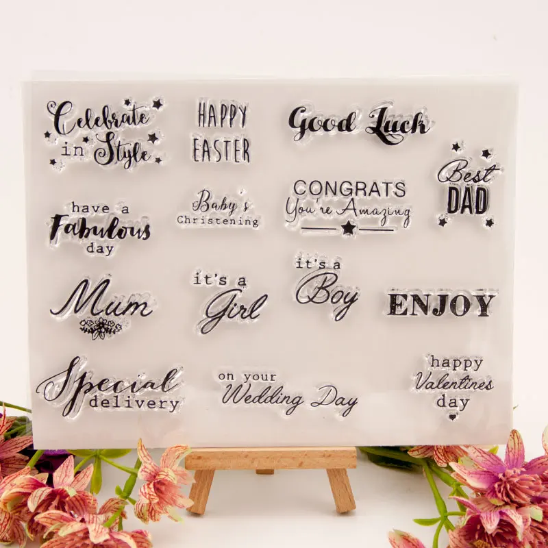 

Good Luck letter Phrase Transparent Clear Stamps Silicone Seal for DIY Scrapbooking Card Making Photo Album Decoration Crafts