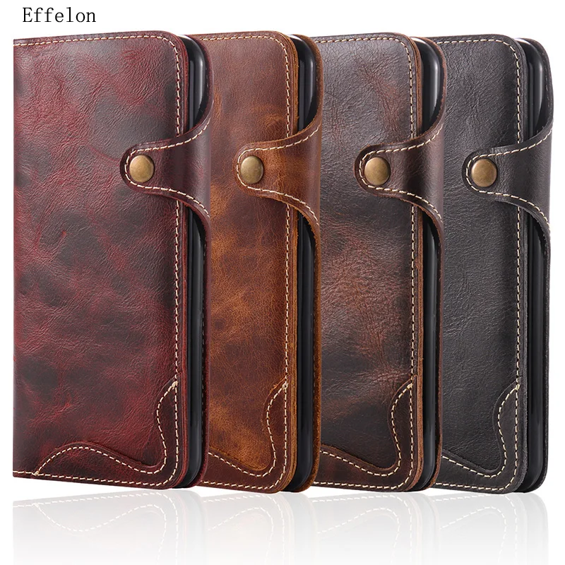 NEW100 Genuine Leather Cowhide Retro Phone Case For iPhone 7 Plus Luxury Wallet Pouch Card