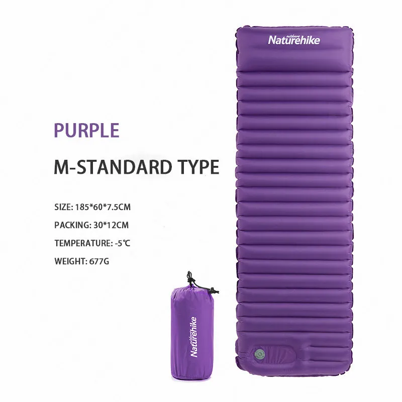 M-Purple Naturehike коврик для кемпинга надувной матрас уплотненный воздушный коврик спальный коврик с подушкой легкий портативный коврик для палатки NH18Q001-D - Цвет: M-Purple