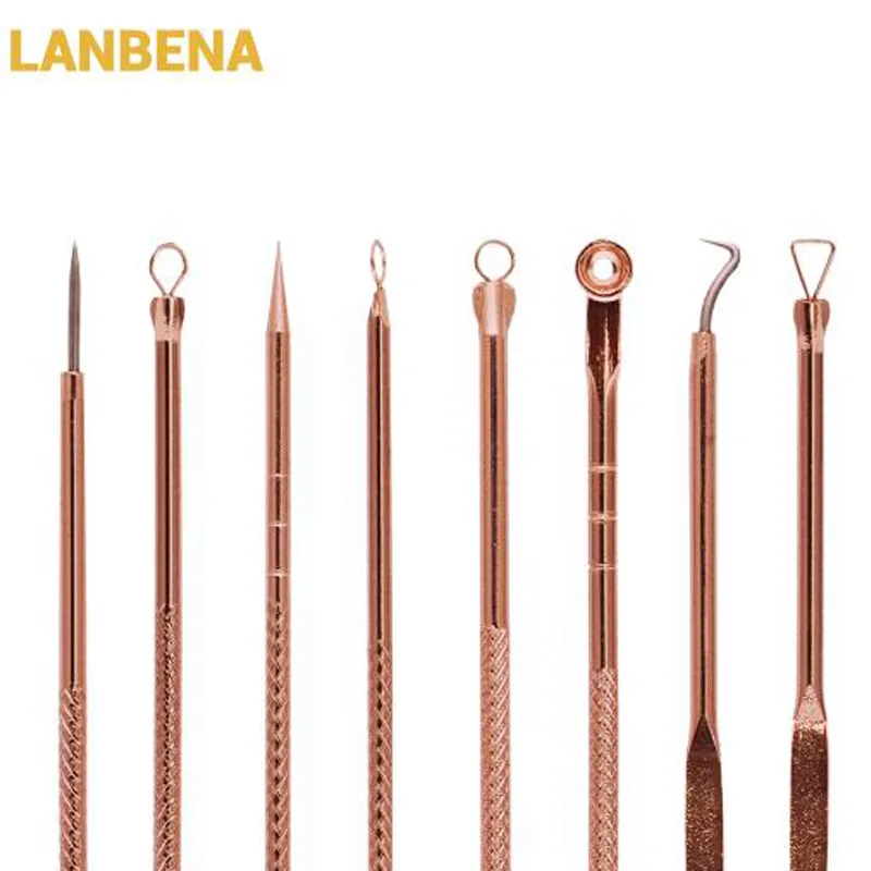 LANBENA 4 шт. розовое золото игла для удаления прыщей угрей экстрактор Очищение лица