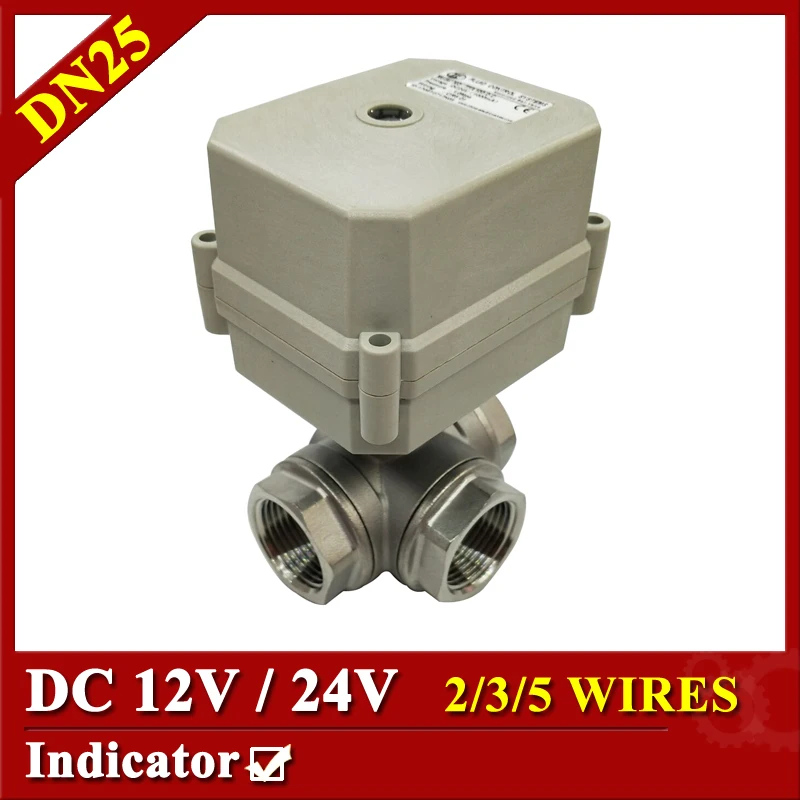 Tsai Fan Indicator type water electric valve 1'' DC12V/24V stainless 3