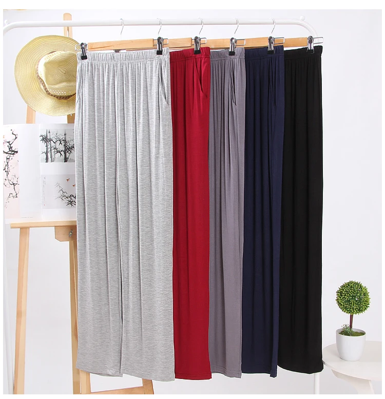 

Mens Modal Sleep Bottom Loose Fit Pajamas Trousers Homewear Sleep And Lounge Long Underwear Elastic Waist Soft Big Size Hot Sale