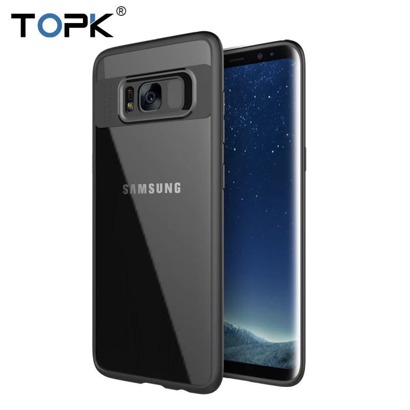For Samsung S8 Plus Case Topk Ultra-thin Anti-drop Clear Tempered Glass &amp Silicone 2-IN-1 Phone for Galaxy |
