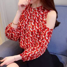 Spring Autumn Long Sleeve Blouse Sexy Off Shoulder Top Women Sweet Print Shirt Blouse Women Spring Autumn Long Sleeve Blouse Sexy Off Shoulder Top Women Sweet Print Shirt Blouse Women