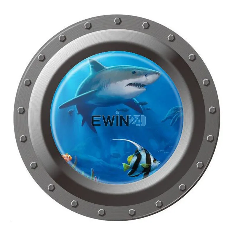 3D Ocean View Underwater Shark Window Wall Sticker Decals For Kids Rooms Sea Portal Peel Kids Wall Art (1)