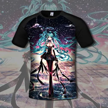 

Anime VOCALOID Cosplay Miku Summer Tops Casual Fashion Full-Color MEN&WOMEN Student Short-Sleeved O-Neck T-shirt