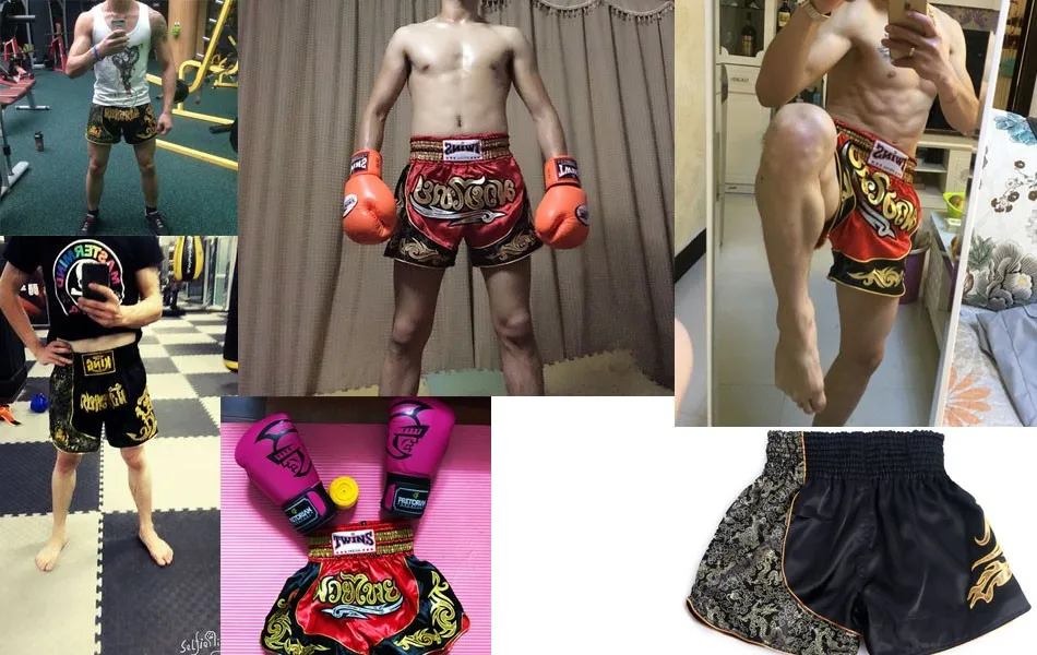 Новые поступления Муай Тай Шорты Кик боксерские трусы mma fight trunks короткие ММА боевые спортивные штаны черные красные серебряные для мужчин и женщин