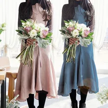 ארוך כחול ורוד אפור כותנה פשתן סינר חנות פרחים אמן צייר קרפט עבודה ללבוש מלצרית ריסטה בייקר מאפה קייטרינג אחיד D35(China)