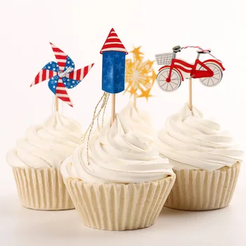 

Creative Wheel Muffin Cupcake Topper Pickers London Style Cake Topper Decoration Baking Supplies 48pcs/lot DEC072