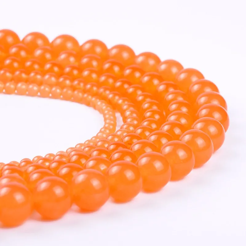 

4-12mm Chalcedony Wholesale Natural Round Orange Red Loose Strand Spacer Stone Beads For Bracelet Necklace DIY Jewelry Making