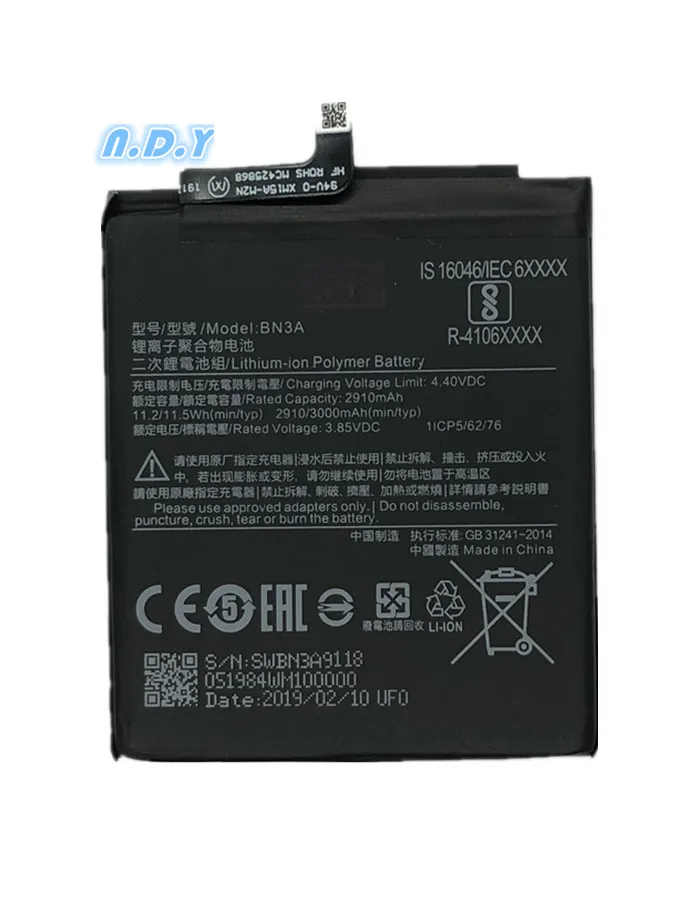 For Original Xiaomi BN3A 2910/3000mAh Battery For XiaoMi Redmi Go BN3A Batterie Bateria Accumulator Smart Phone