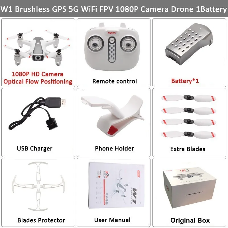 Новейший Дрон Syma W1, Gps, 5g, Wi-Fi, Fpv с регулируемой камерой 1080p Hd, режим следования за мной, жесты, Радиоуправляемый квадрокоптер Vs F11, Sg906, Дрон - Цвет: 1080P 1BAT BOX