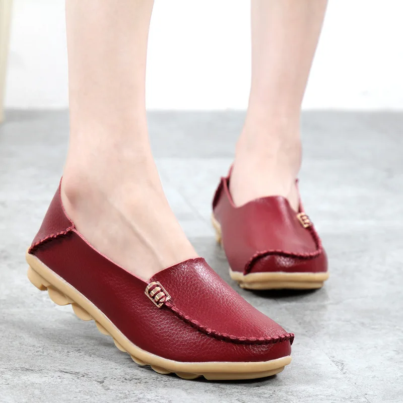

Women Casual Shoes Fashion Women Flats Solid Colors Women Loafers Leather Shoes Flats Slip On Ladies Shoes 2019 Hot Women Shoes