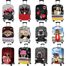 Bulldog Pattern Travel Accessories Luggage Cover Suitcase Protection Baggage Dust Cover Stretch Fabrics Trunk Set Cases for