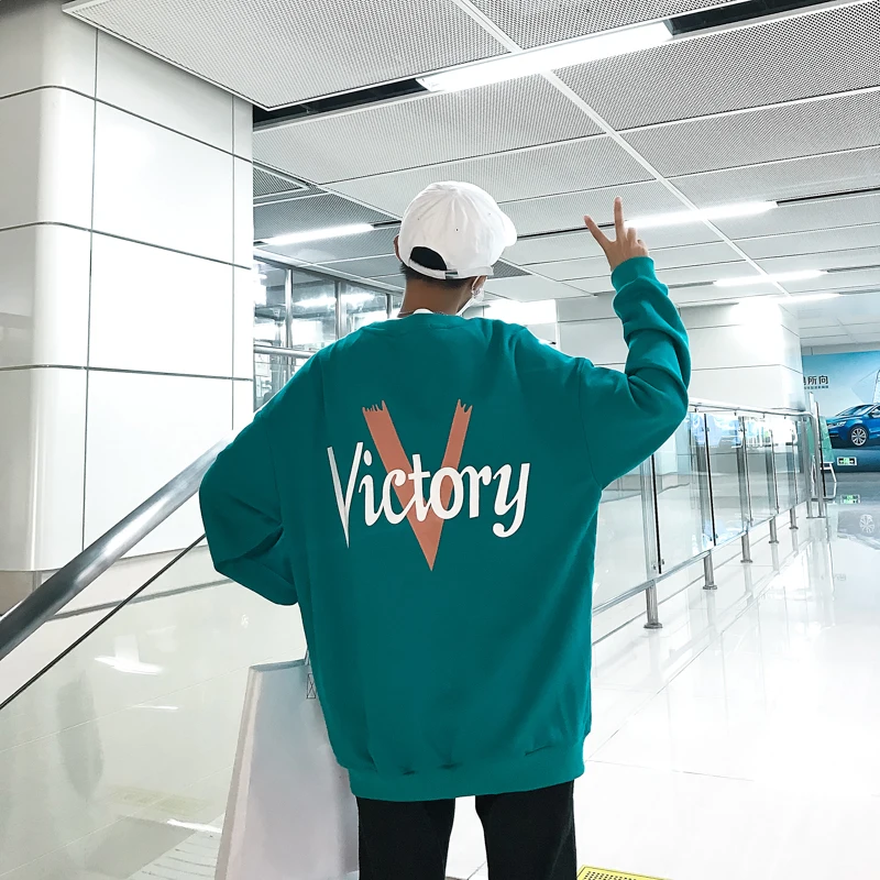 

Fashion Casual Men's Hoodie Spring And Autumn New M-XL Print O Neck Wild Loose Pullover Tricolor Personality Youth Popular