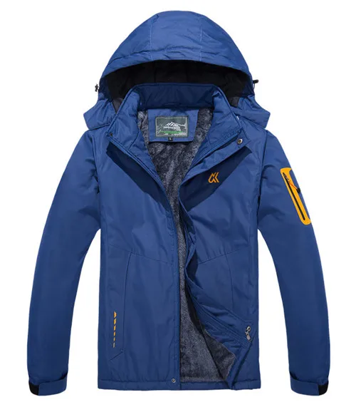 XIYOUNIAO размера плюс M~ 7XL мужские Куртки Водонепроницаемые зимние пальто с капюшоном женская верхняя одежда флисовая Толстая туристическая горная Парка мужская - Цвет: men denim blue