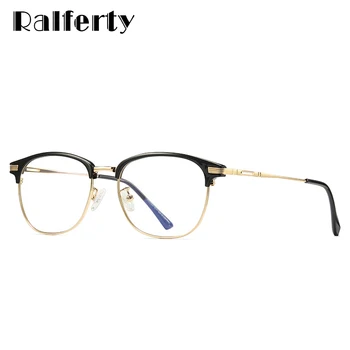 

Ralferty Anti Blue Light Glasses Women Men Half Frame Gaming Glasses Eyeglasses TR90 Ultralight Square Optical Spectacle D5054