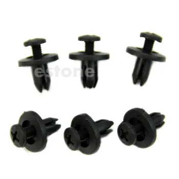 

New Car Bumper Fender 6mm Hole Black Plastic Rivets Fasteners for Toyota 10Pcs