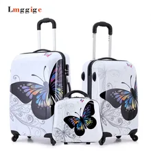 Cartoon schmetterling bild design Gepäck, 20 “24” zoll Handgepäck, Kind frauen Koffer, ABS Reisetasche, Universal rad Trolley box