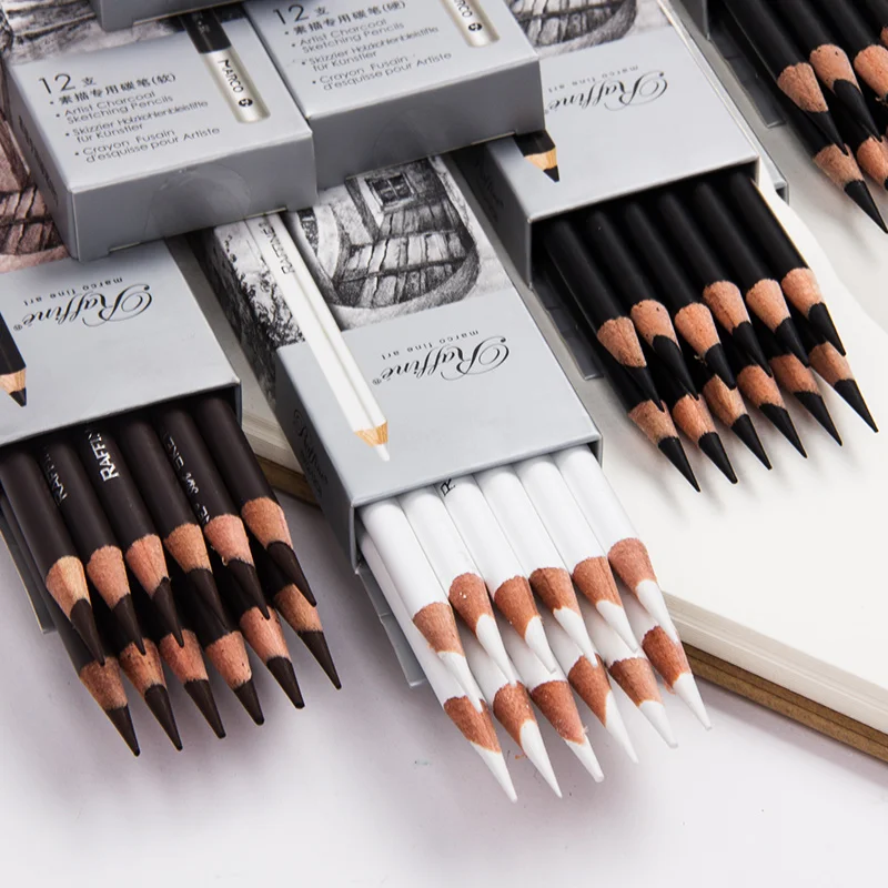 Us 789 21 Di Sconto12pcs Professionale Tavolo Da Disegno In Legno Schizzo A Matita Pastello Matite Colorate Del Carbone Di Legna Di Penna Per Gli
