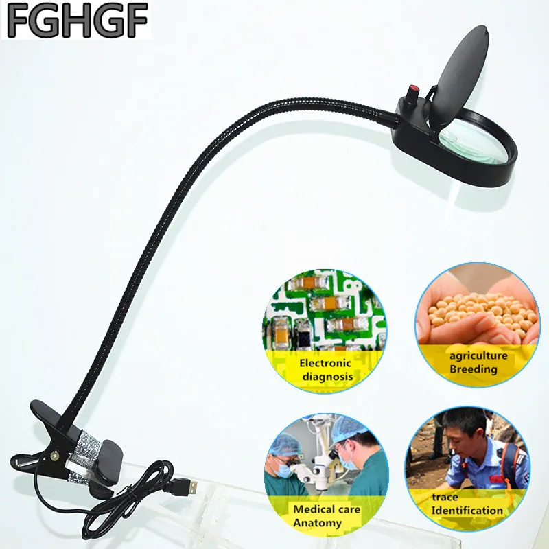 

FGHGF Lens dust cover Zoom in 3x and 10x Dimmable with LED lights Clip magnifier handicraft Sculpture Identification black