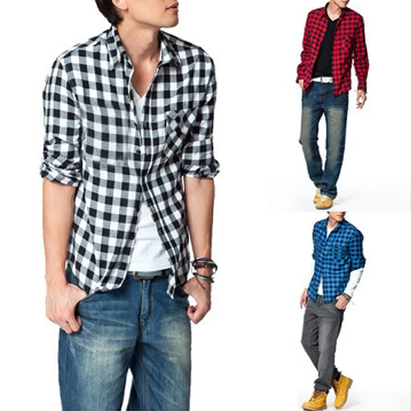 2019 جديد الخريف أزياء رجالي منقوشة قميص عارضة طويلة الأكمام يتأهل الاختيار قمصان الترفيه نمط الذكور الملابس 5 ألوان m-XXL 30