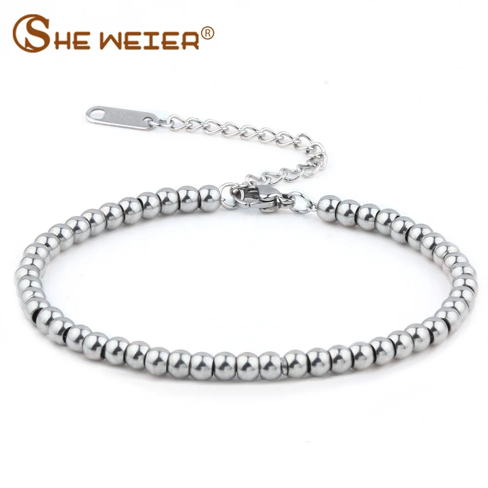 

SHE WEIER stainless steel jewelry charms beads bracelets& bangles men femme gifts for women female braclet braslet chain link