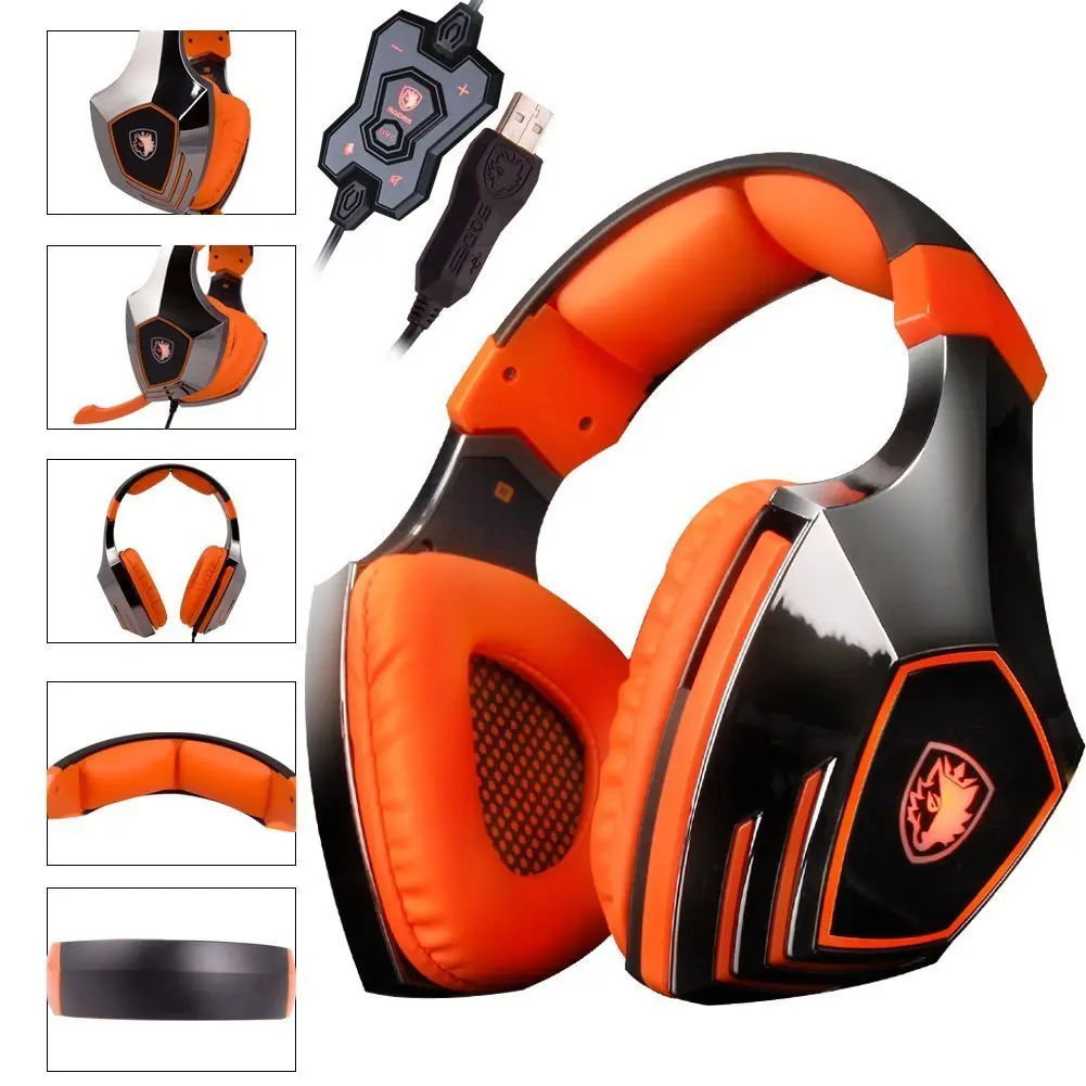 Original SADES A60 Game Headset Vibration Function and 7.1 Surround Sound Professional Headphone Earphone Black-Blue