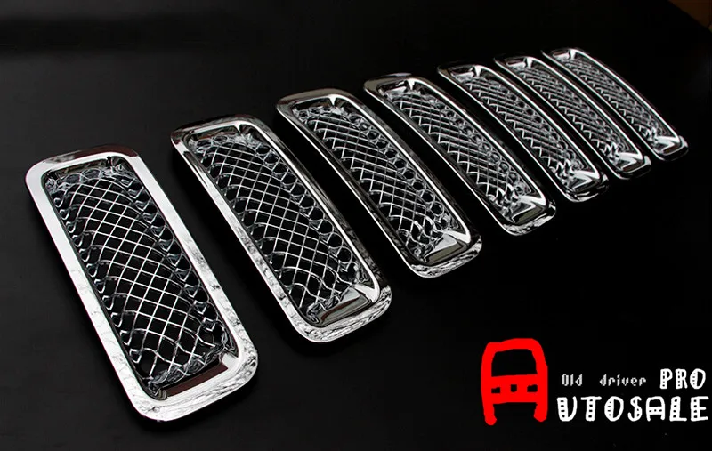 For-JEEP-Patriot-2011-2015-Abs-Glossy-Exterior-Front-Grille-Grill-Insect-proof-Cover-Trim-7pcs