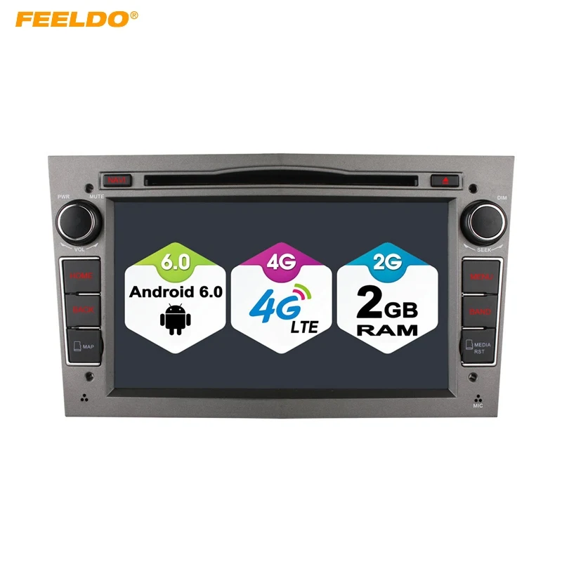 

FEELDO 7" inch Gray Panel Android 6.0 (64bit) Quad Core DDR3 2G/4G LTE Car DVD GPS Radio Head Unit For Opel Corsa/Antara/Astra