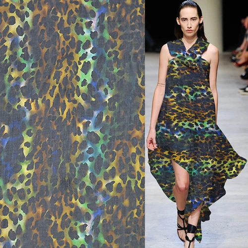 

Fashion colorful leopard design print 100% silk chiffon fabric 8momme,SCF088