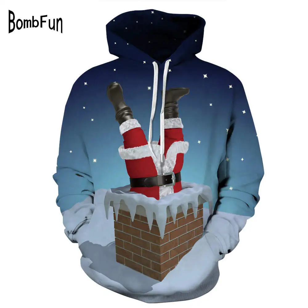 

Christmas Funny Hoodies Men/Women Couples 3d Print Sweatshirts With Hat Santa Claus Hip Hop Hooded Pullovers Long Sleeve Hoody
