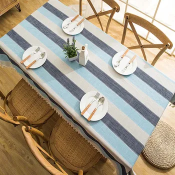 

BALLE Lace Linen Tablecloth Nordic Style Table Cloth Stripes Fringed Home Hotel Cafe Restaurant Table Cover