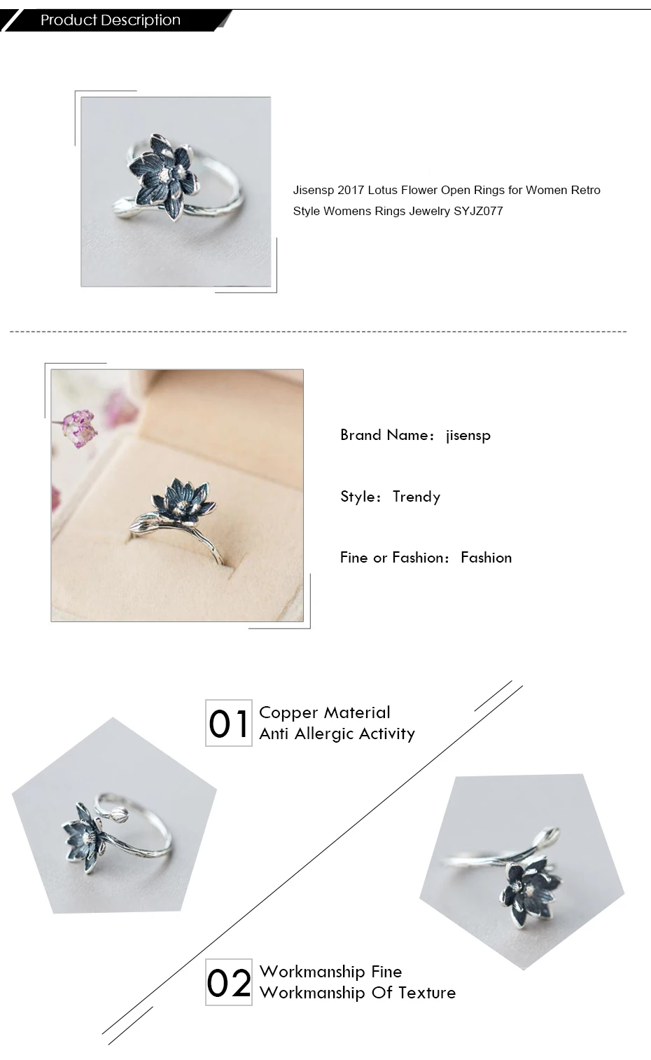 Jisensp модные Спиннеры женское кольцо с цветком лотоса для женщин Jewellery Mujer ювелирные изделия для суставов пальцев кольцо свадебный подарок