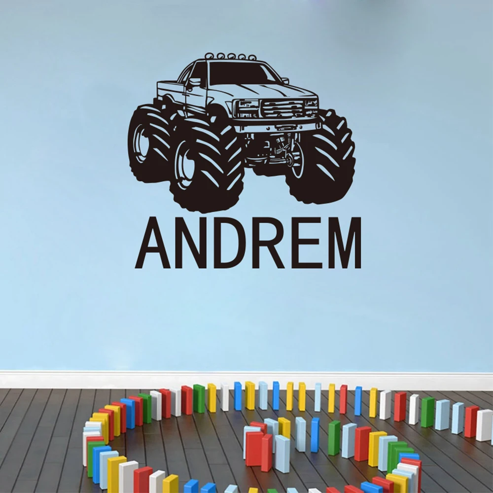 Custom Monster Truck Name Wall Sticker Boy Room Custom Monster Truck