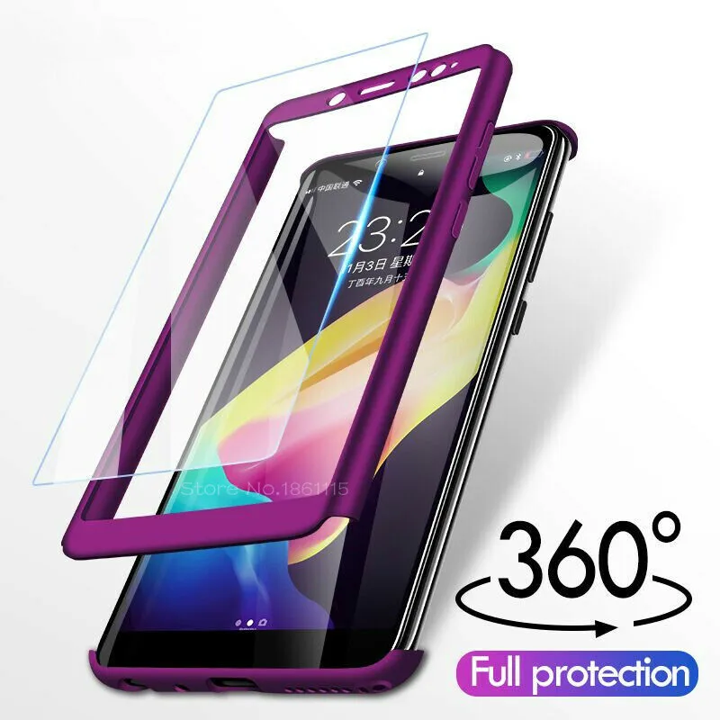 

360 Degrees Full Shockproof Cover For Nokia 6.1 3.1 Case Shell Hard PC Cases For Oneplus 5 5T 7 Pro Fundas Capa Tempered Glass