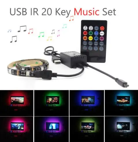 USB СВЕТОДИОДНЫЙ светильник в полоску Wifi RGB SMD 5050 4X50 см 2x50 см+ 2x100 см 5 в музыка Ambilight светодиодный Сказочный ТВ фон ленточное освещение комплект - Испускаемый цвет: with music control