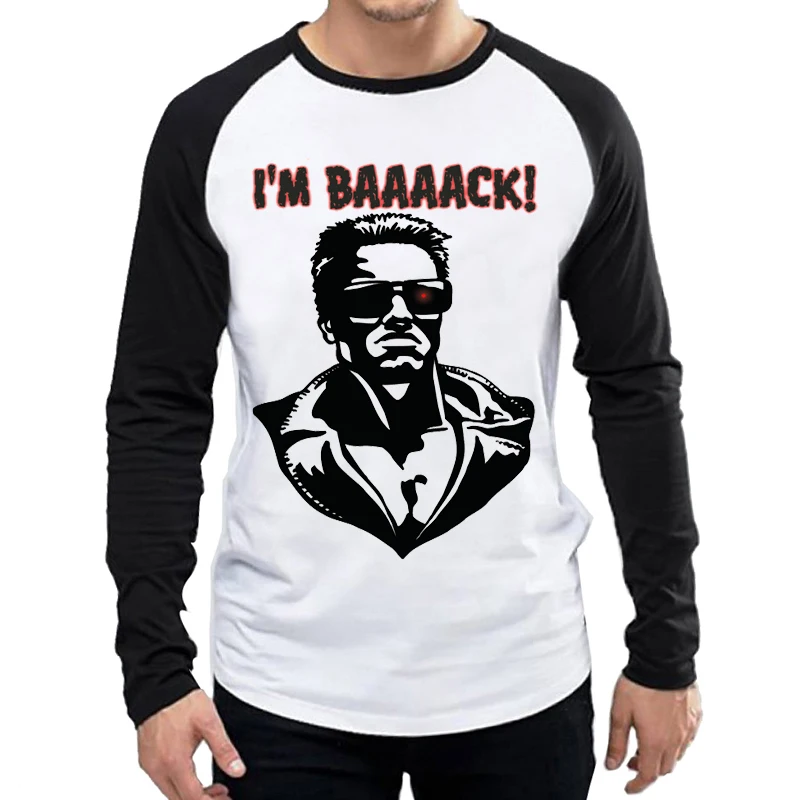

Terminator T Shirt White Color Mens Fashion Terminator Arnold Schwarzenegger T-shirt Tops Tees tshirt Full Sleeve T-shirt