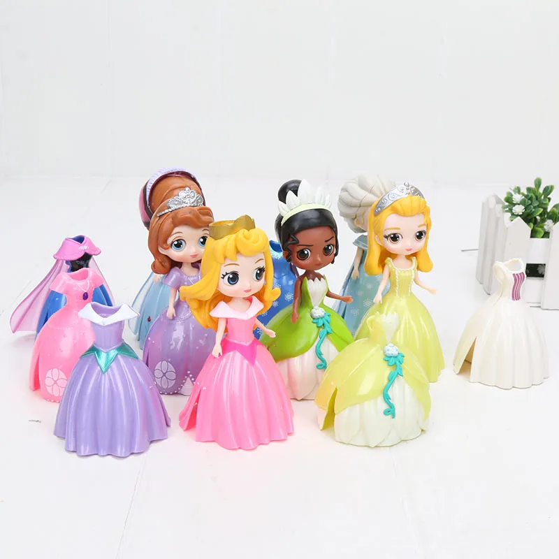 

6pcs/set Princess Q Posket Figures Toys Rapunzel Ariel Cinderella Snow White Action PVC Figure Doll Toy For Girls Gifts