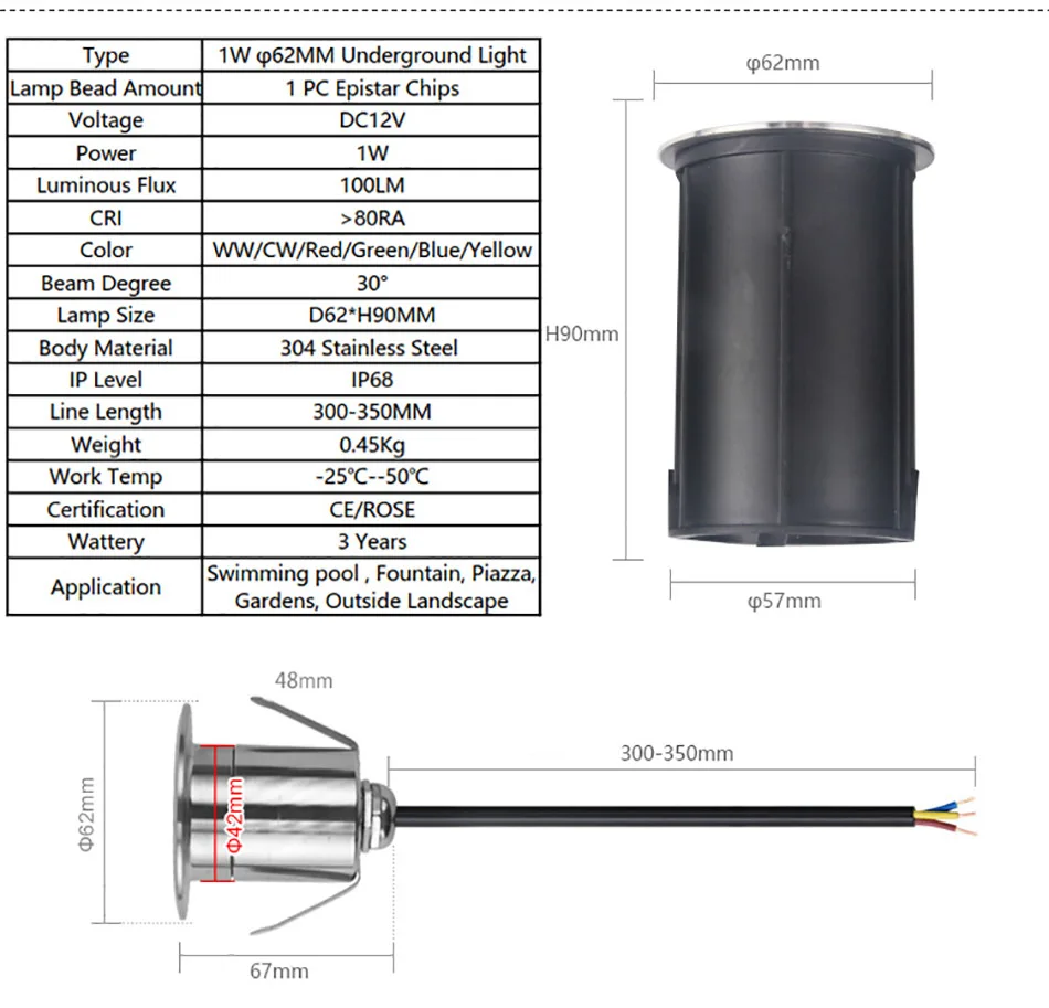 1w 3w IP68 Underground Light 3